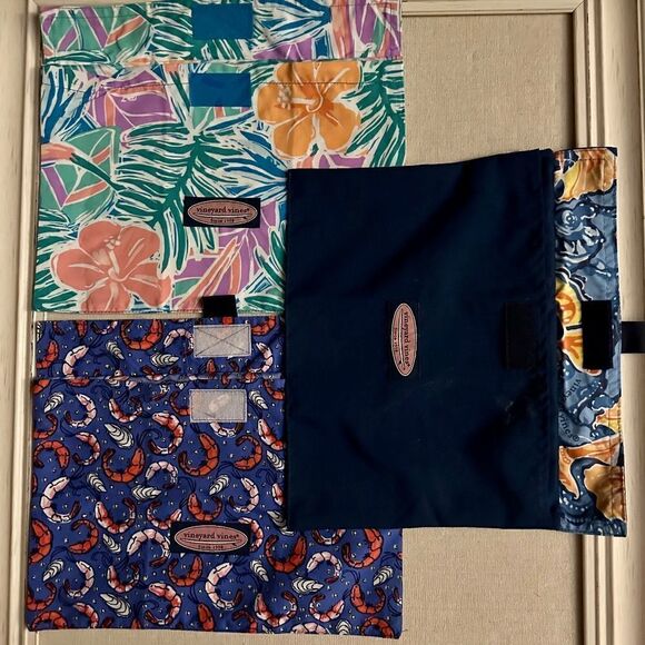 Vineyard Vines swimsuit material foldover pouches - set of 3 - Picture 2 of 10